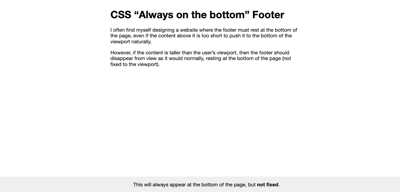 CSS Always on the bottom Footer