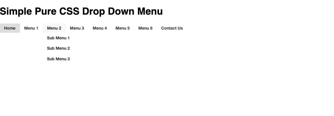 Simple Pure CSS Drop Down Menu