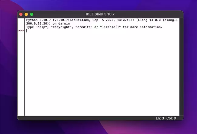 Python 3 IDLE shell