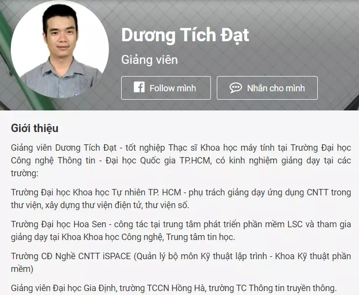 giảng viên Dương Tích Đạt