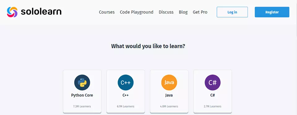 Giao diện trình duyệt web của app học lập trình SoloLearn