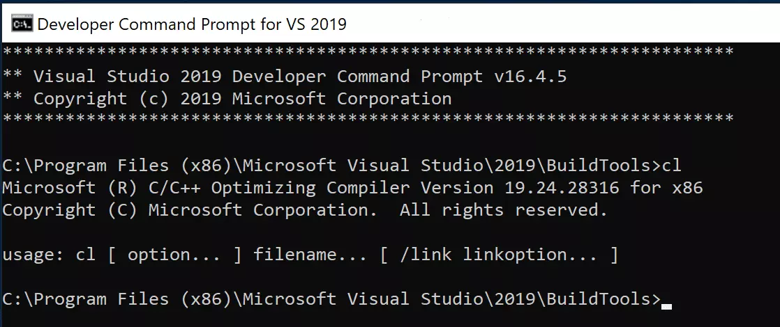 Lệnh Command Prompt cho VS