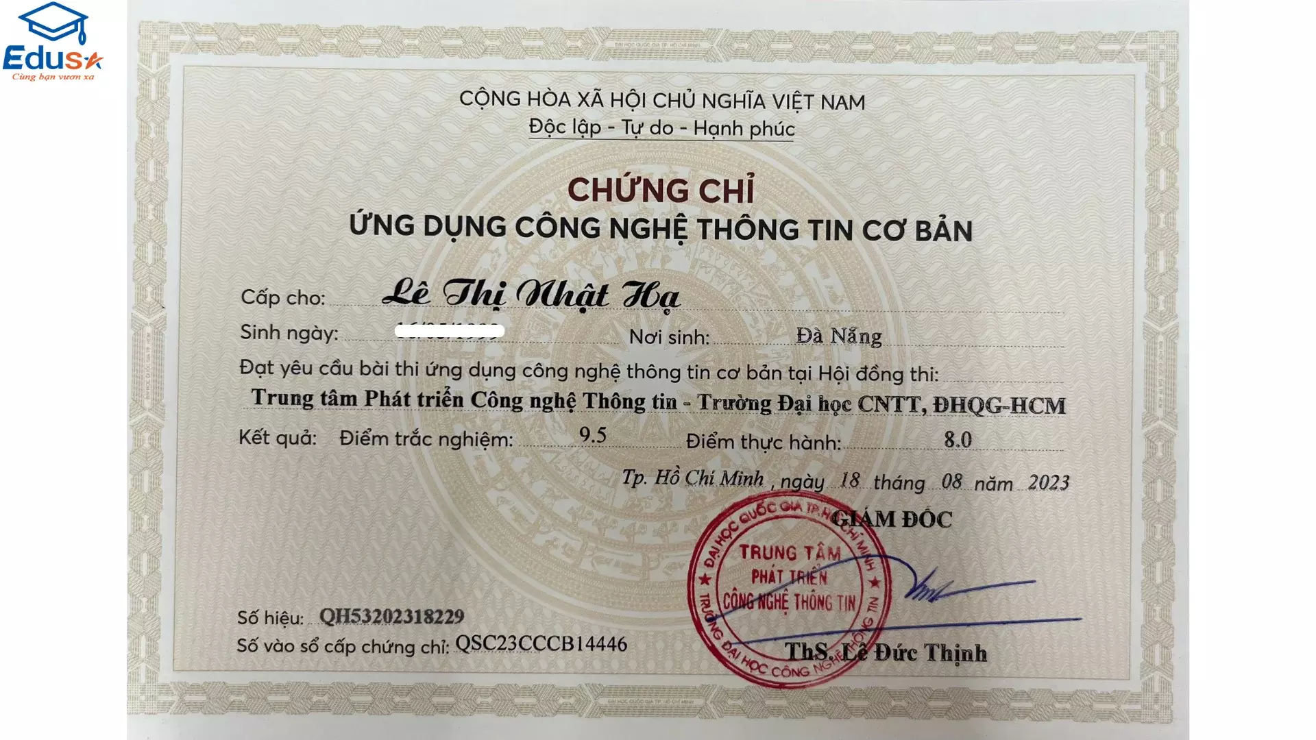 Khóa học và thi lấy bằng Chứng chỉ tin học cơ bản tại Trung tâm Tin học EDUSA