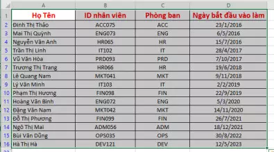 Sắp xếp dữ liệu bằng hàm Sort