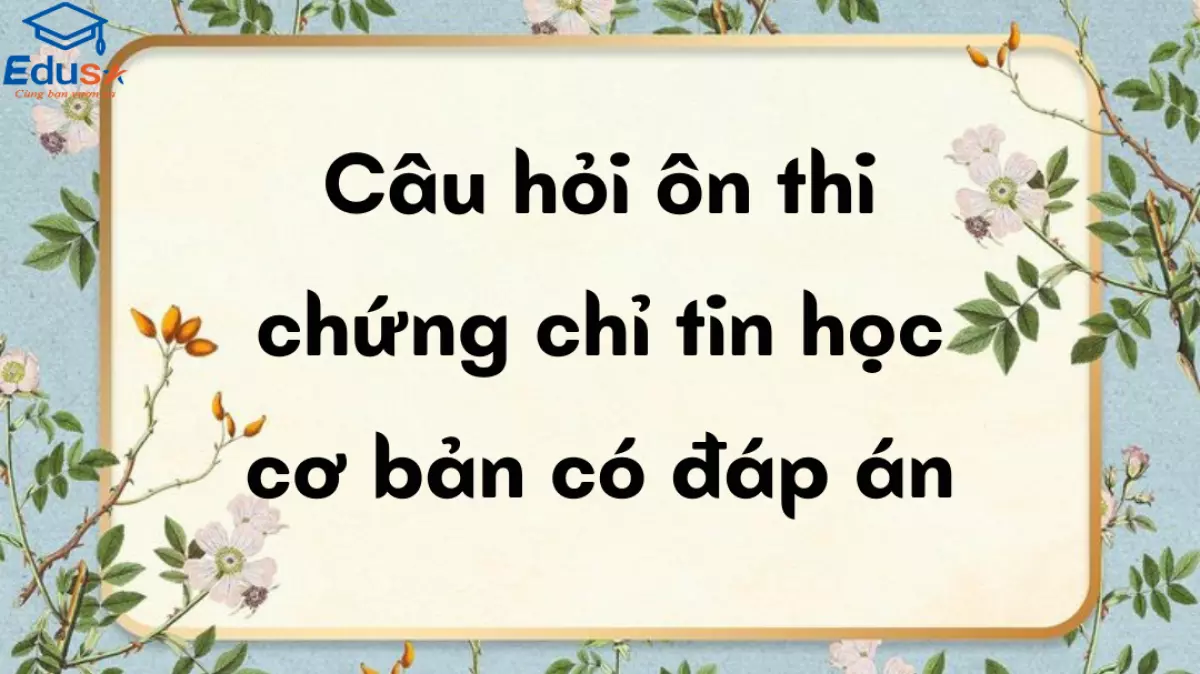 Câu hỏi ôn thi chứng chỉ tin học cơ bản có đáp án