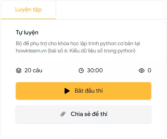 Bài tập trắc nghiệm rèn luyện Kquiz