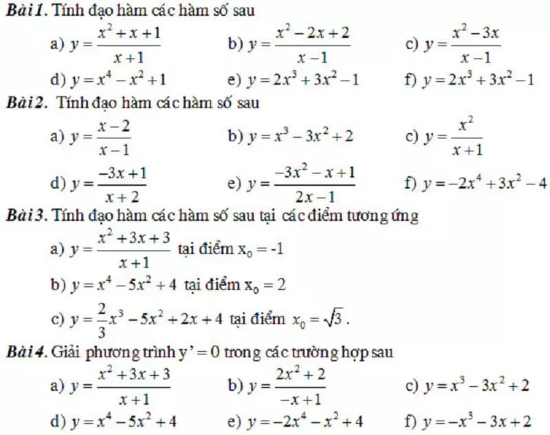 Các dạng bài tập đạo hàm giá trị tuyệt đối. (Ảnh: Sưu tầm Internet)