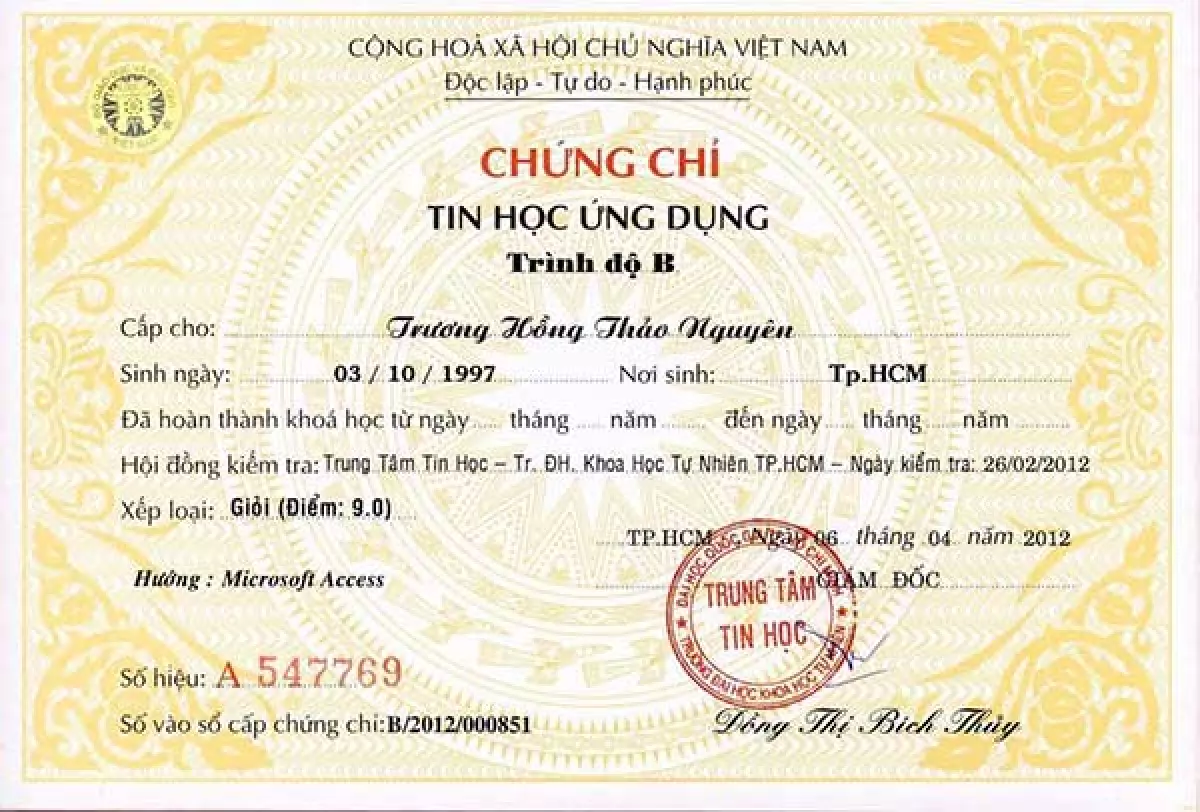 Chứng chỉ tin học A, B, C được cấp sau ngày 10/08/2016