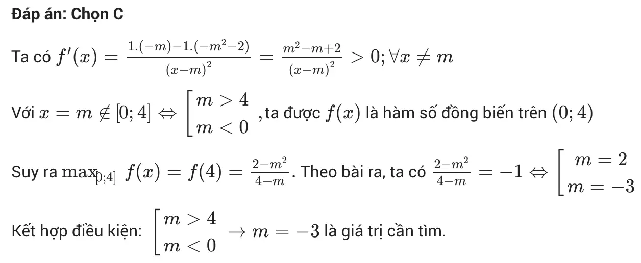 Tìm m để hàm số đạt giá trị lớn nhất (lời giải bài 3)