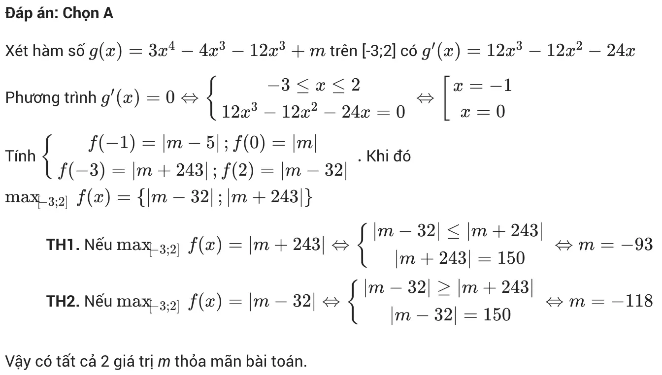 Tìm m để hàm số đạt giá trị lớn nhất trong khoảng (lời giải bài 4)