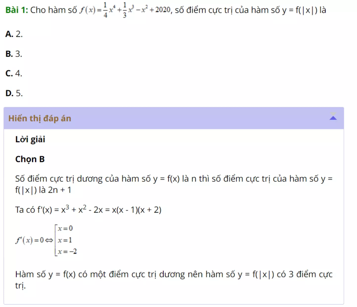 Cực trị hàm trị tuyệt đối (bài 3)