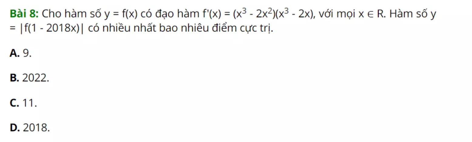 Cực trị hàm trị tuyệt đối (bài 8)