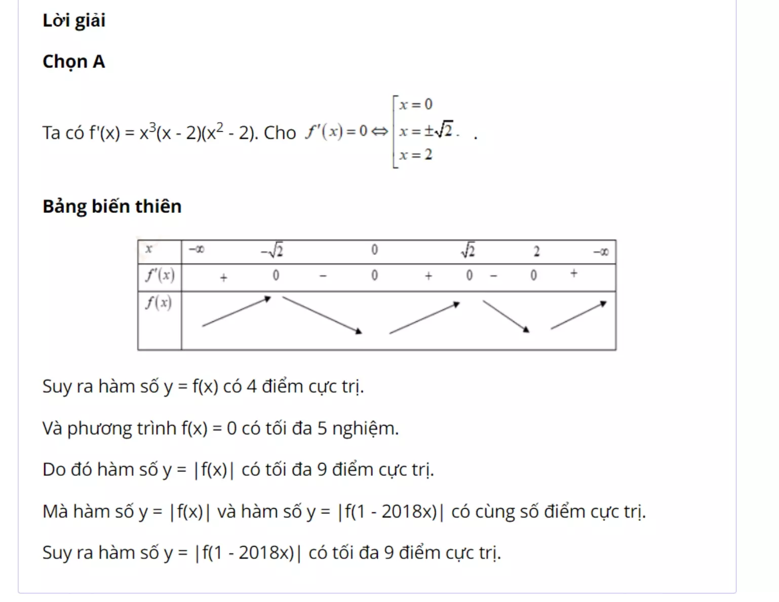 Cực trị hàm trị tuyệt đối (bài 8)