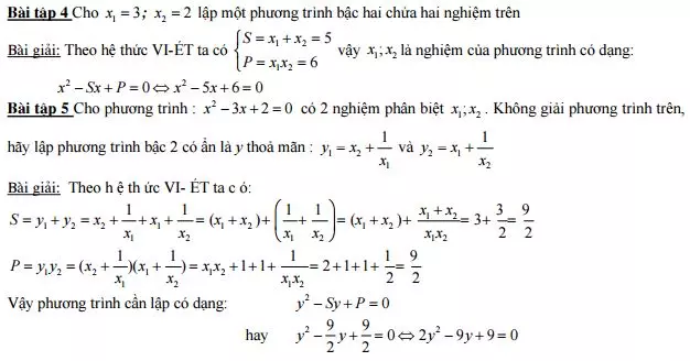 Bài tập phương trình bậc hai