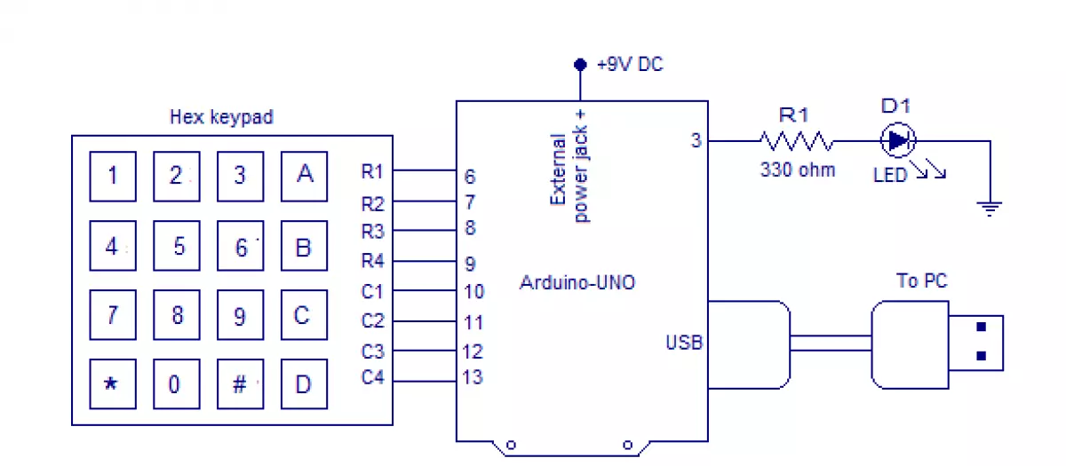 Sơ đồ mạch khóa số điện tử sử dụng Arduino