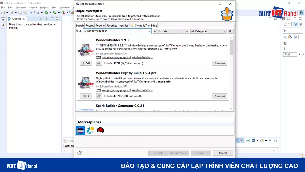 Các bước cài đặt Windows Builder: Chọn phiên bản WindowsBuilder