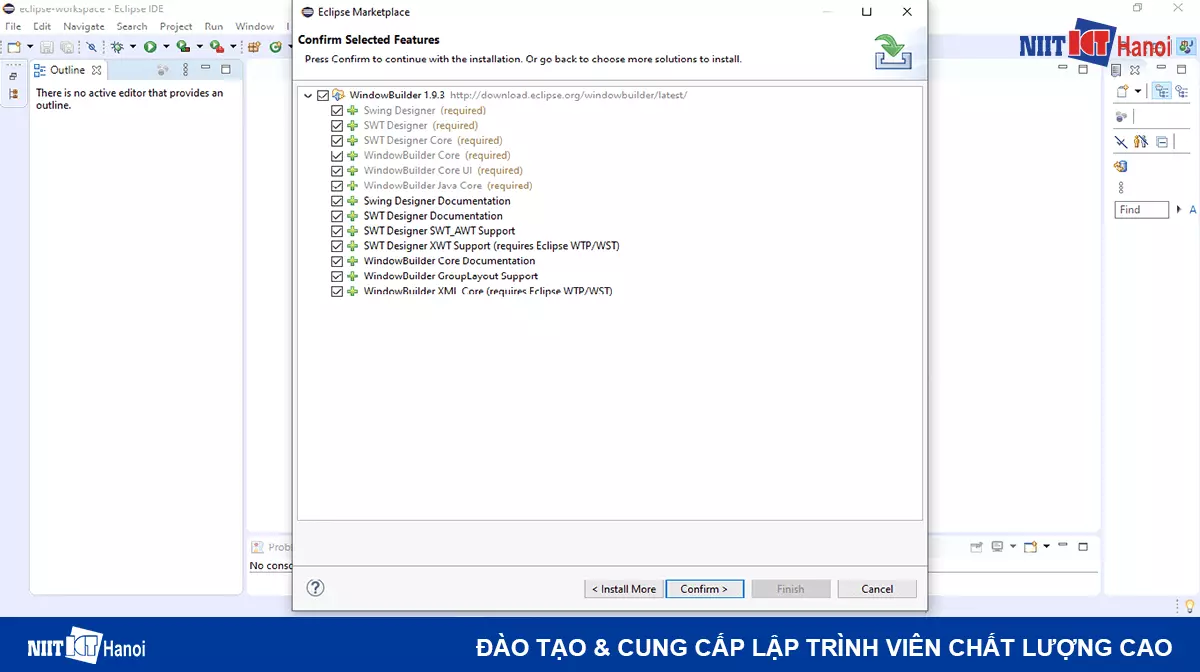 Các bước cài đặt Windows Builder: Chọn những tính năng của WindowsBuilder