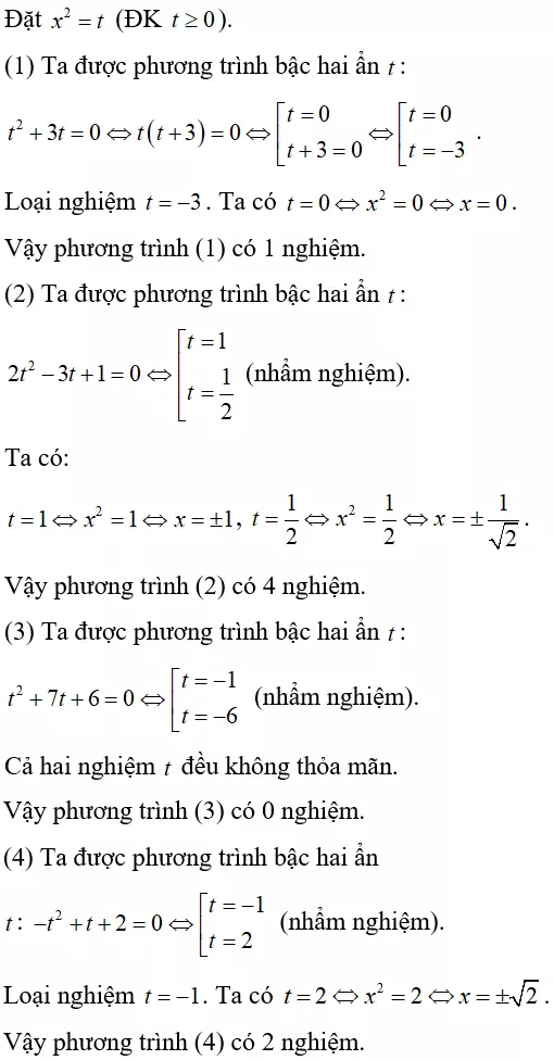 Cách giải phương trình trùng phương cực hay, có đáp án