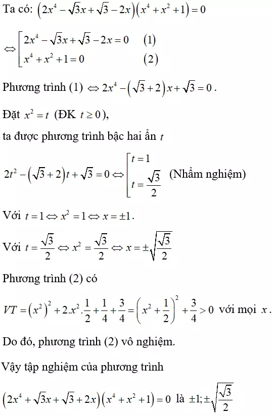 Cách giải phương trình trùng phương cực hay, có đáp án