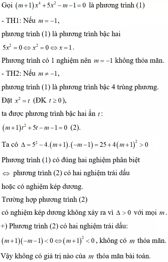 Cách giải phương trình trùng phương cực hay, có đáp án