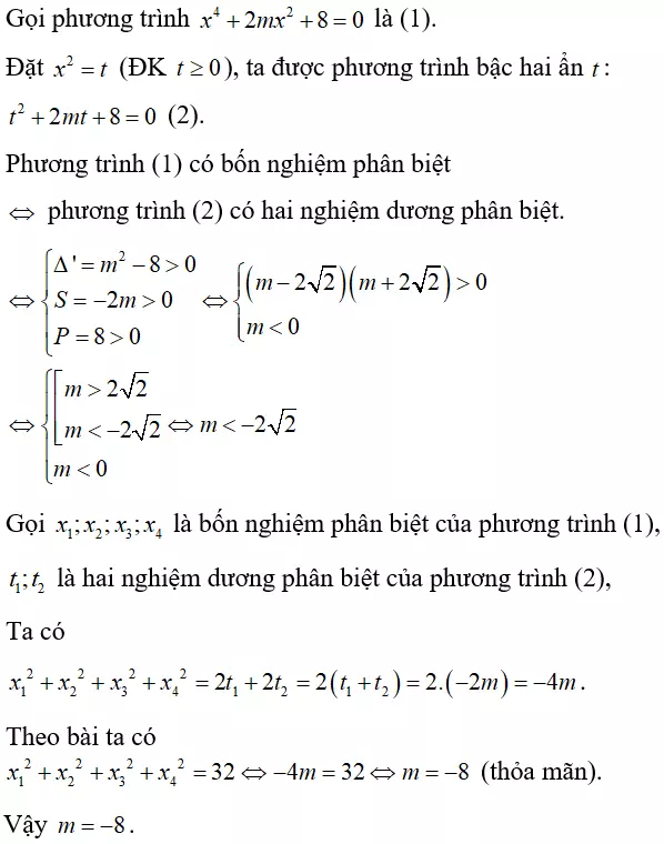 Cách giải phương trình trùng phương cực hay, có đáp án