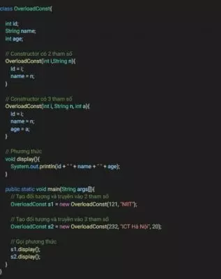 Ví dụ cho một hàm khởi tạo có tham số