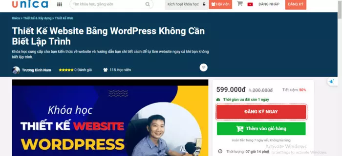 Tìm các khóa học làm website bằng WordPress trên Unica