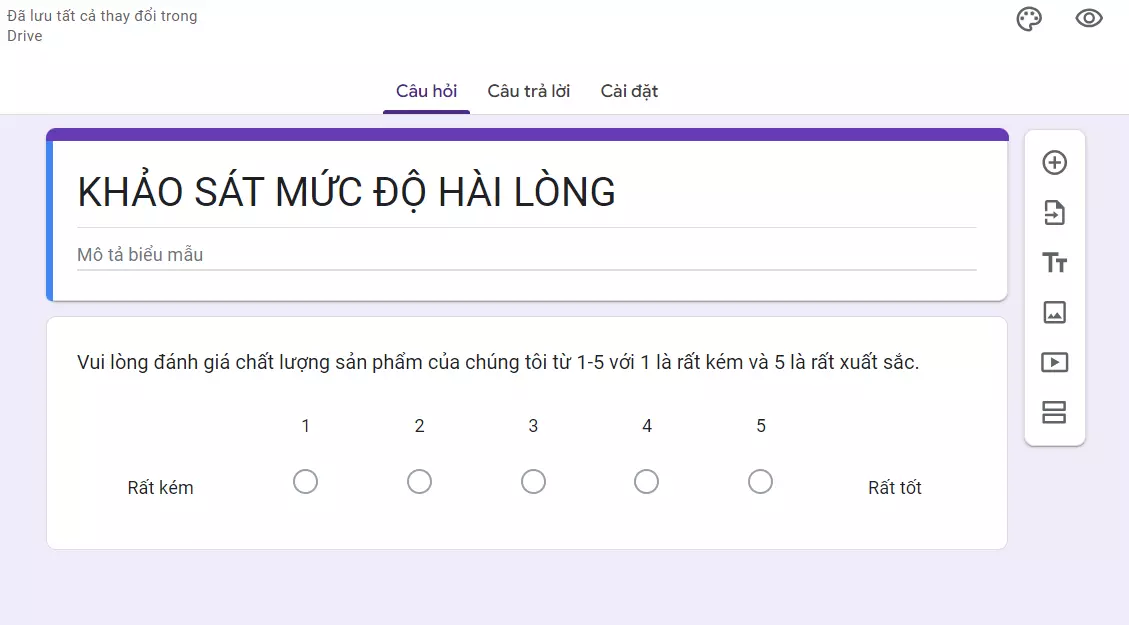 Tạo câu hỏi trên Google Form