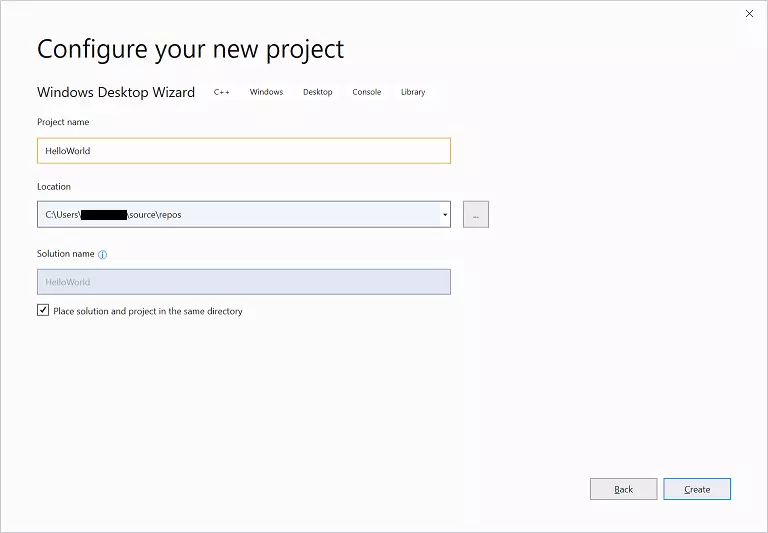 Choose project options