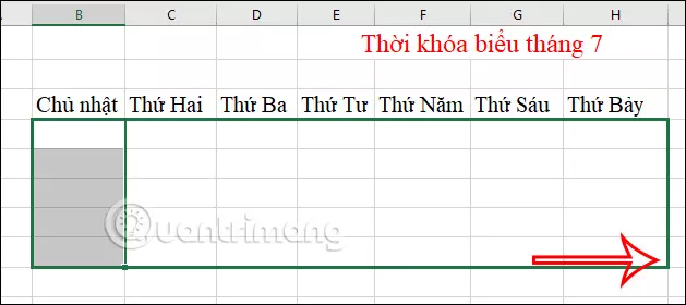 Tạo từng tuần cho thời khóa biểu Excel