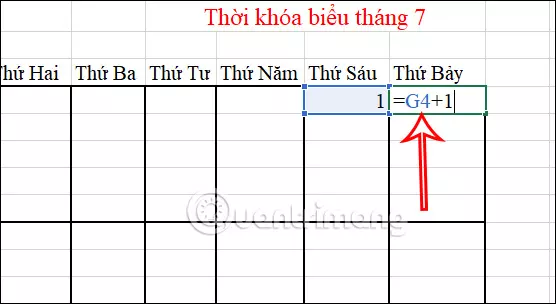 Điền ngày cho thời khóa biểu Excel