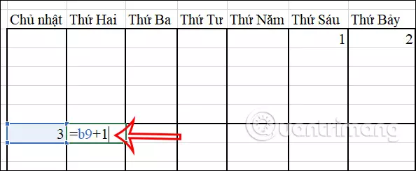 Hiện ngày còn lại trong tuần Excel