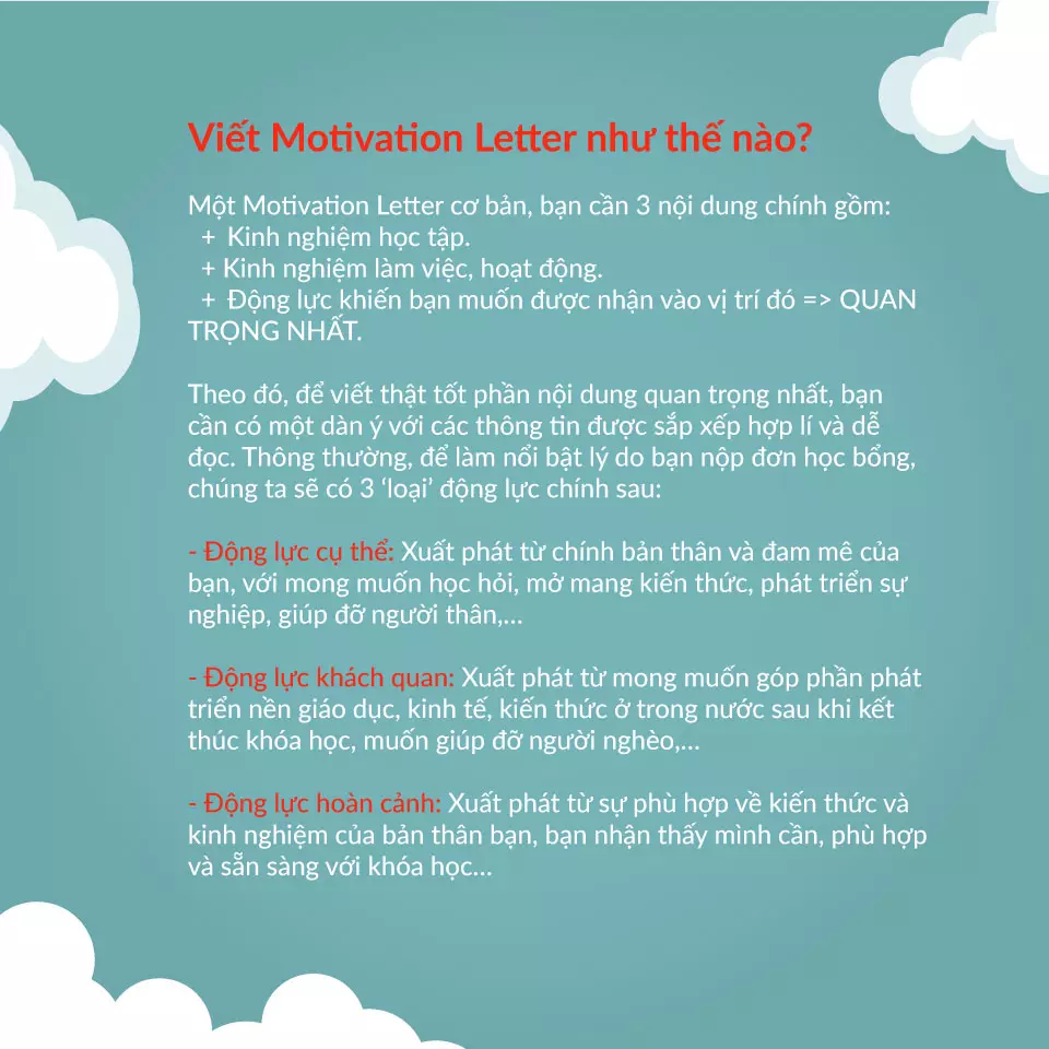 Công thức viết motivation letter