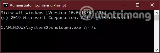 Nhập lệnh vào cửa sổ Command Prompt