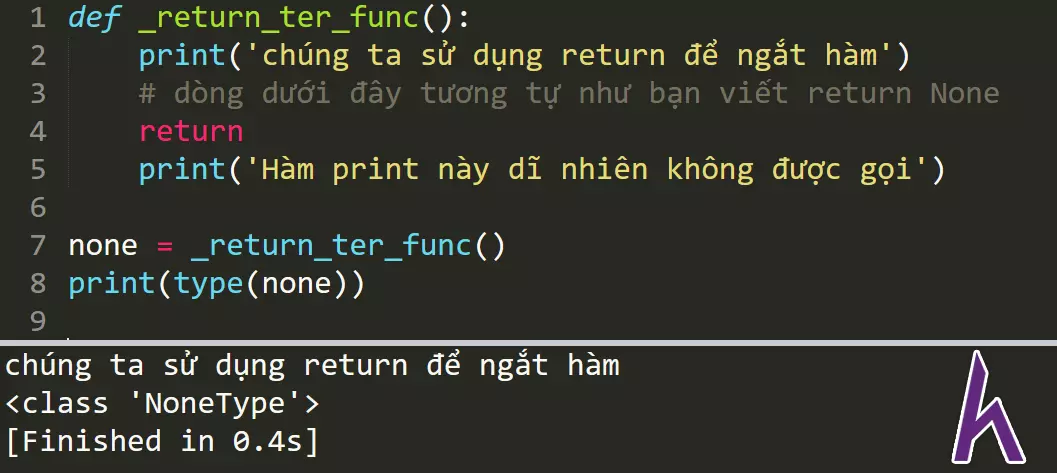 Kiểu dữ liệu Function trong Python - Return