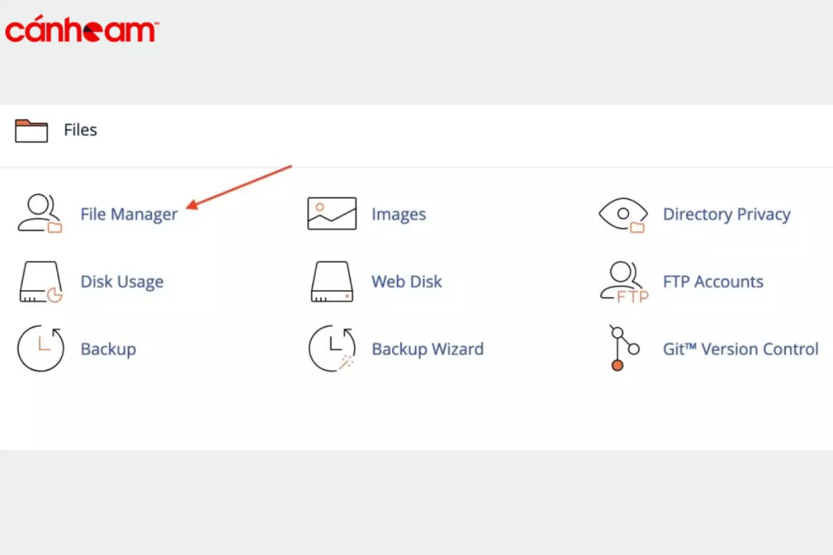 Tại cPanel => Chọn Files => Chọn File Manager