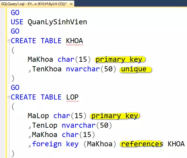 Hướng dẫn thiết lập ràng buộc dữ liệu trong SQL Server