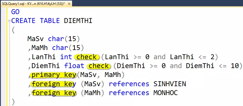 Hướng dẫn thiết lập ràng buộc dữ liệu trong SQL Server