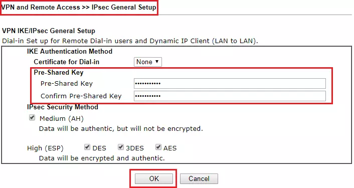 Tạo Pre-Share Key trên IPSec VPN