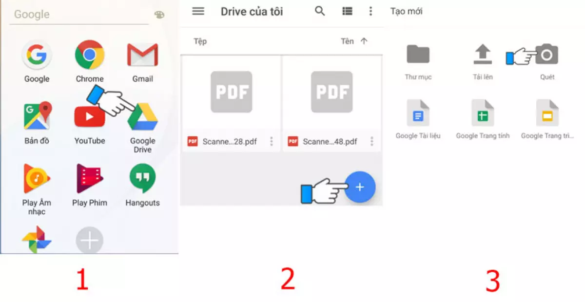 cách scan tài liệu thành file pdf bằng điện thoại bằng Google Drive: Bước 1