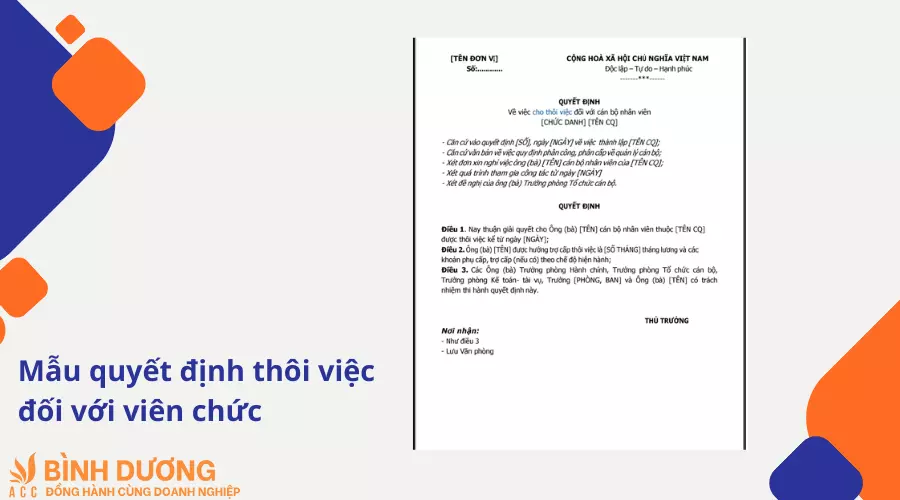 Mẫu quyết định thôi việc đối với viên chức