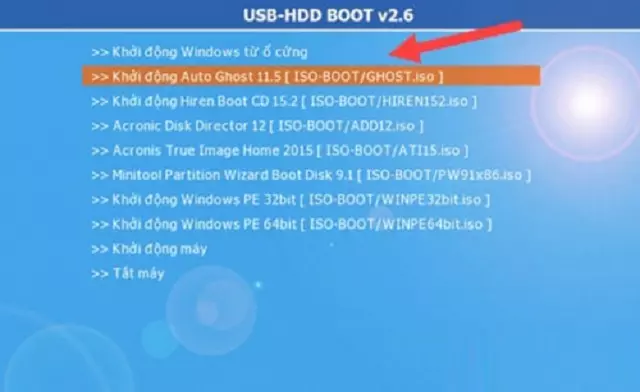 Chọn vào USB - HDD Boot khi giao diện cài đặt hiển thị