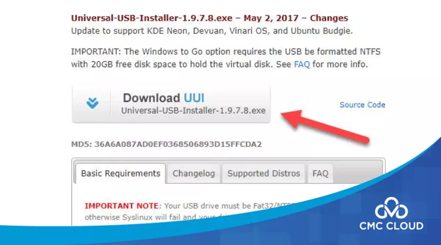 Nhấn tải Universal USB Installer