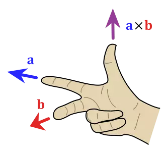 Xác định hướng của tích vectơ bằng Quy tắc bàn tay phải.