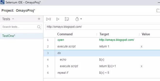 do repeat if Selenium IDE - typing