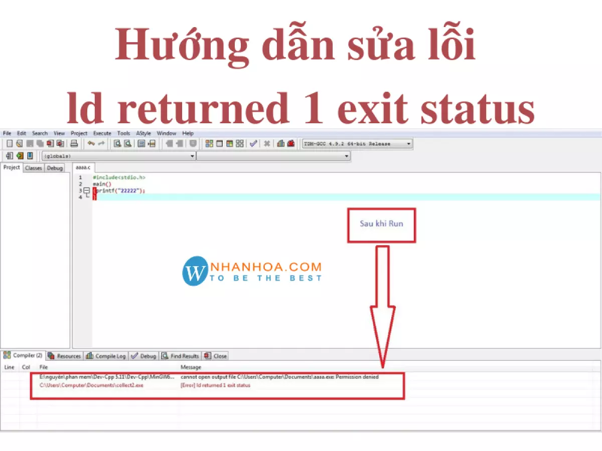 Lỗi ld returned 1 exit status