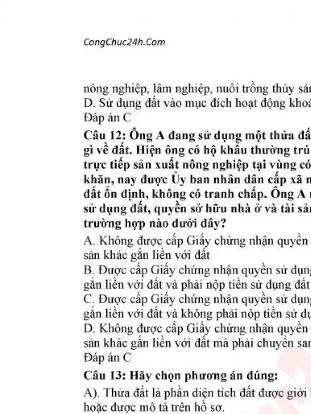   196 câu trắc nghiệm luật đất đai có đáp án