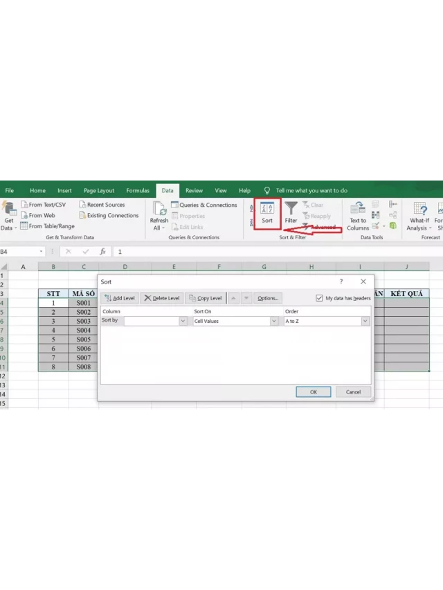   Cách sắp xếp trong Excel theo thứ tự tăng dần, giảm dần